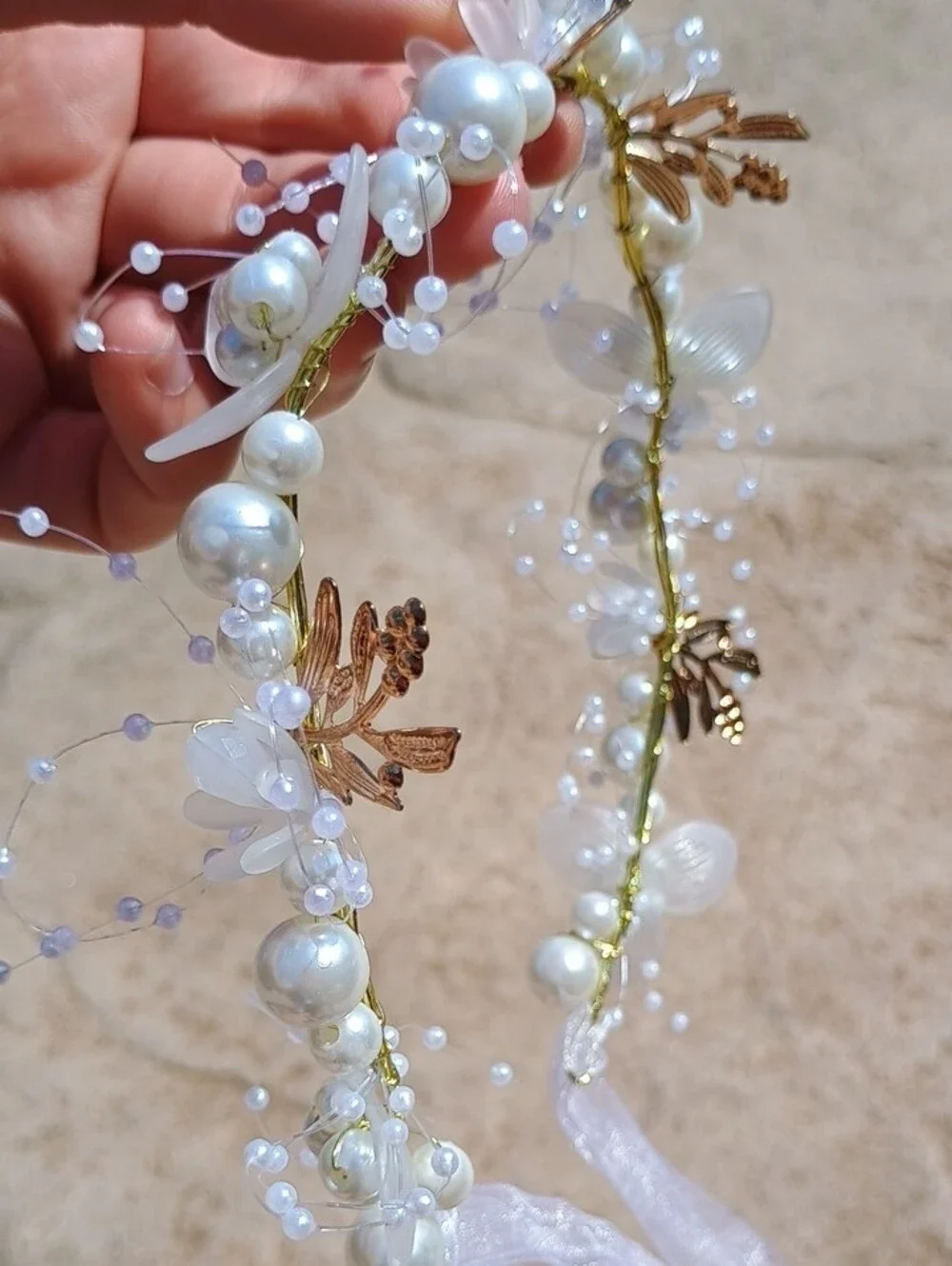 Pearl Floral Ribbon Forest Fairy Fairycore Fantasy Headpiece